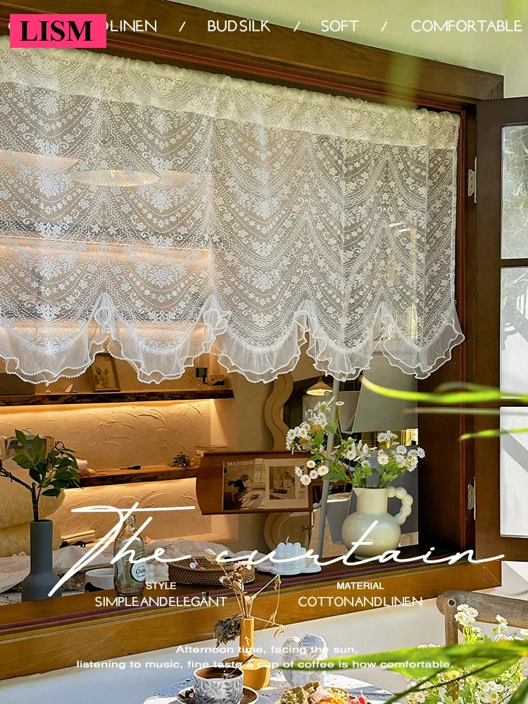 rideau dentelle fleur semi transparent blanc simple élégant tulle inclusion poche tige française maisonhôtelcafébureau