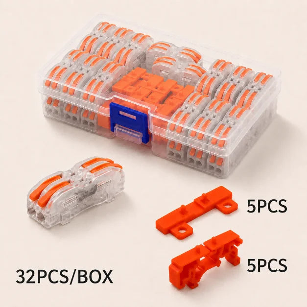 connecteurs electrique orange gris 21 pieces barrettes fixation 8mm 14mm pris courant rechargeable box