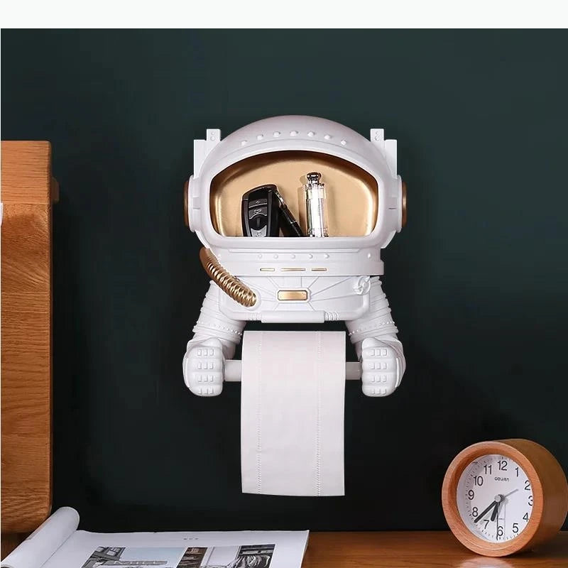 distributeur papier toilette astronaute blanc doré moderne porte serviettes papier