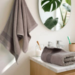 serviettes toilette coton ondulées gris modernes salle bain durable machine laver 34x74cm anneaux murales