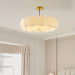 lampe suspendue moderne blanc doré rondes translucides chambre salon