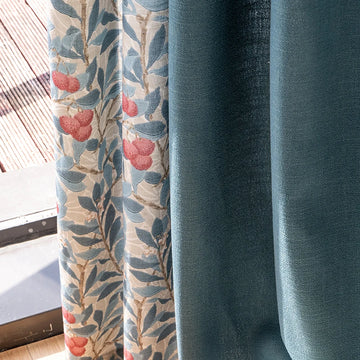 rideau floral bleu blanc moderne chambre enfant salon opacité transparence