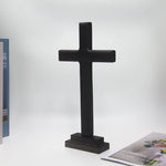 croix décorative bois noir simple minimaliste table murale autel chapelle prière