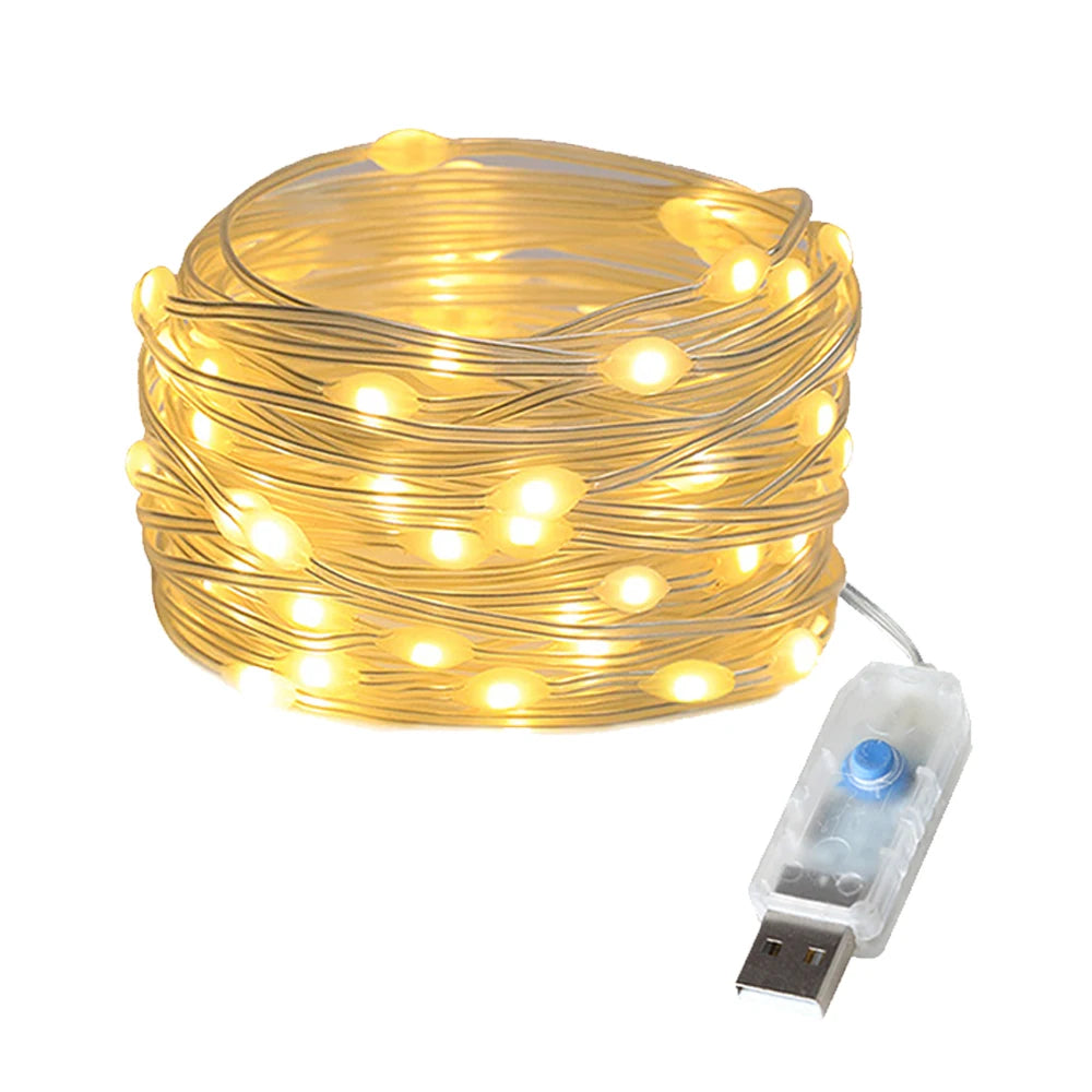 guirlande lumineuse led dorée blanc moderne 10m 20m adaptateur usb decoration noel mariage