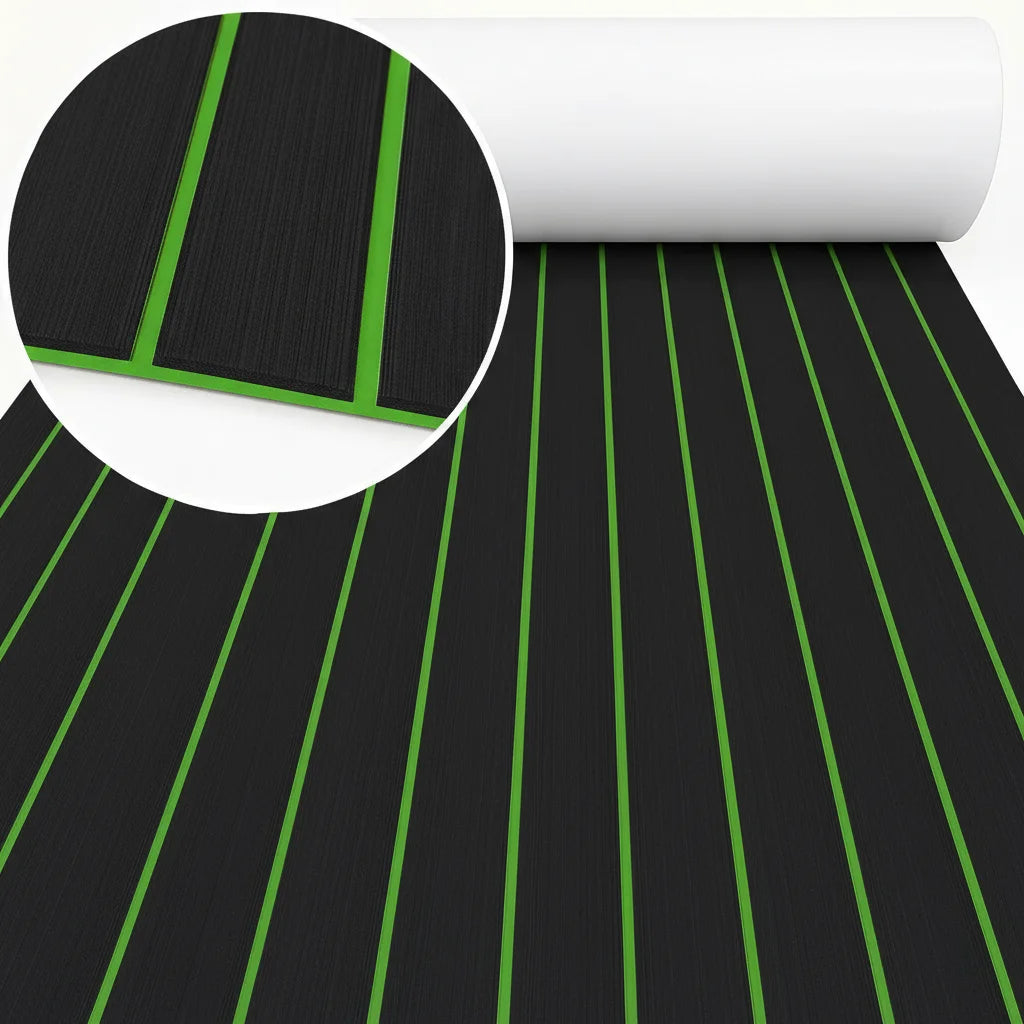 tapis sol bateau mousse eva antidérapant auto adhésif bleu clair noir rayures moderne