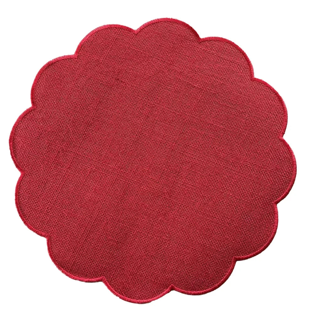 placemats rustiques lin rouge tissage naturel résistants chaleur table cuisine