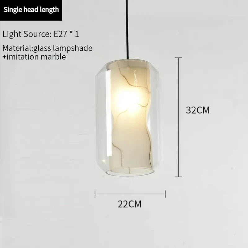 lampe suspendue moderne blanc gris texture dolomite câble ajustable led verre transparent chambre salon