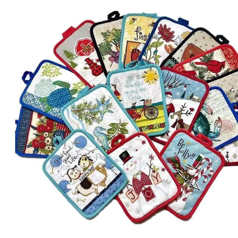 protège sous verre multicolore rustique poignées tissu motif cuisine animal fleur textes opaques rectangle