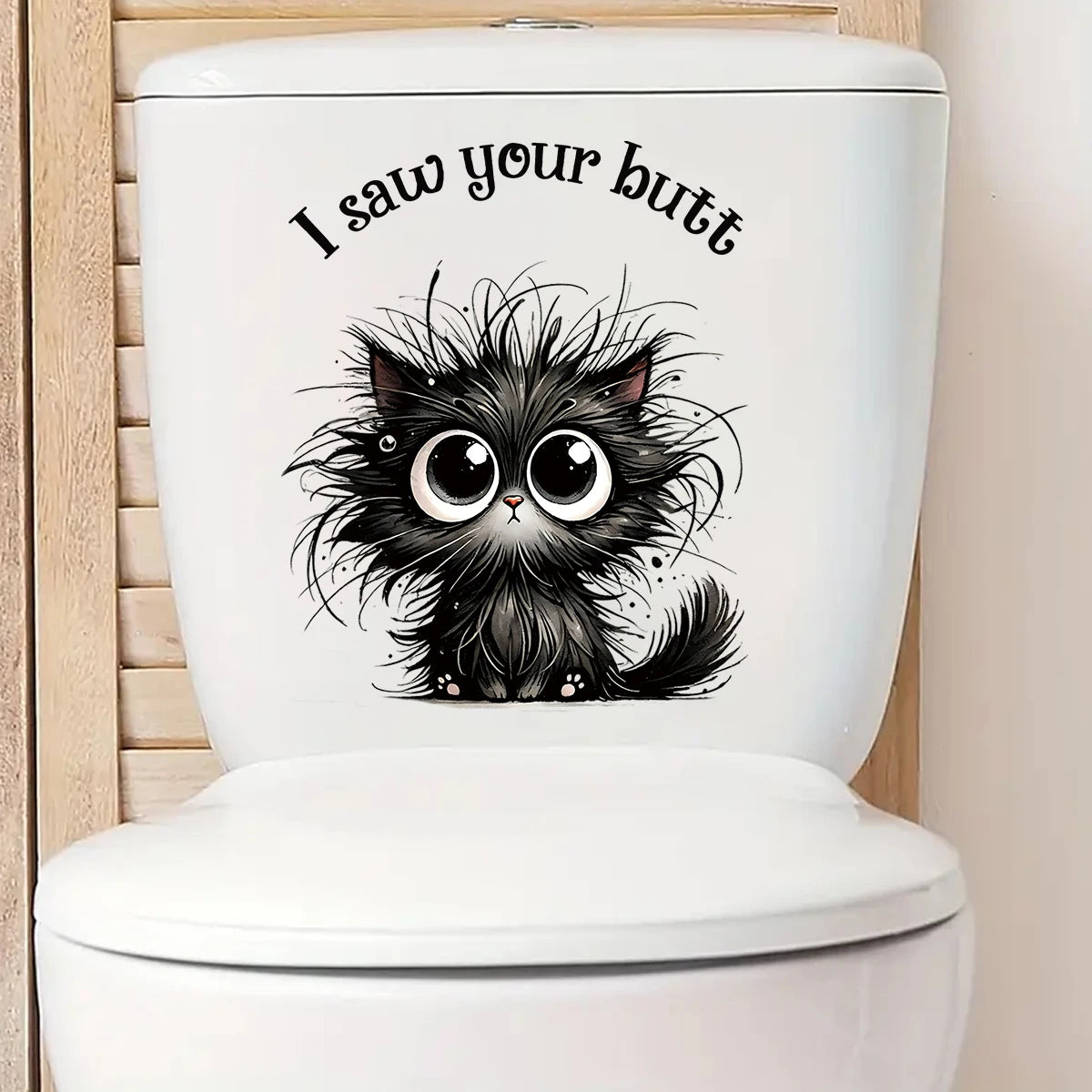 sticker mural chat mignon saw your butt texte noir blanc illustration décoration chambre enfants