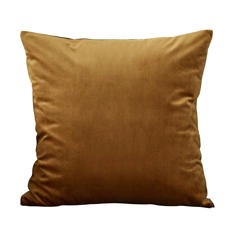 housse coussin carrée velours uni canapé salon décoration maison 45x45cm