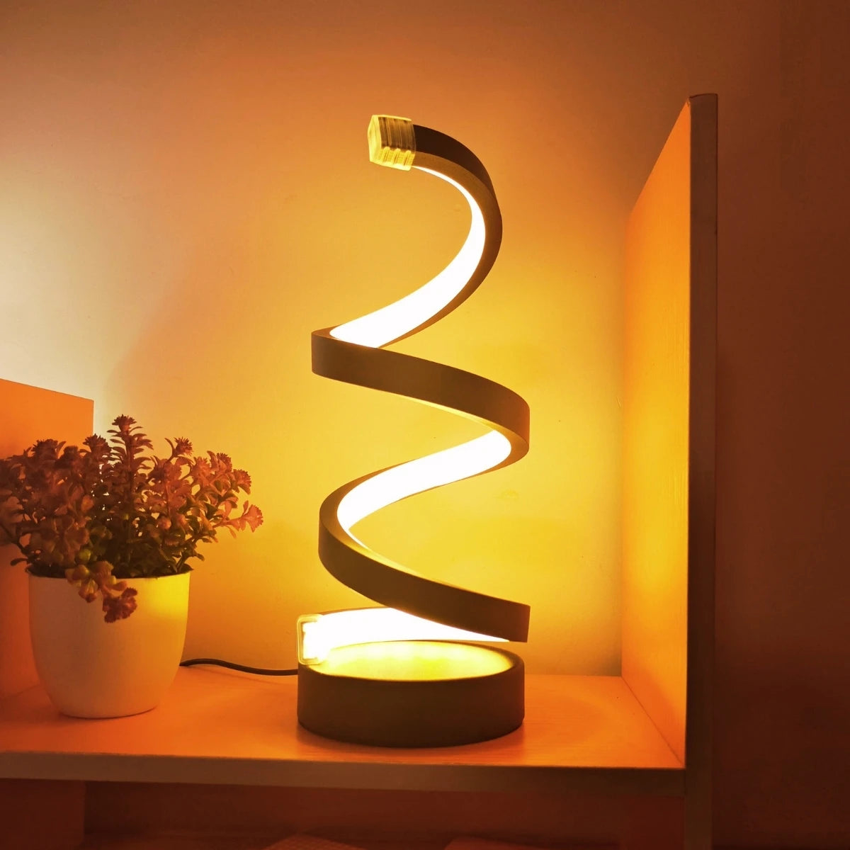 lampe table spirale moderne noire veilleuse dessin animé câble usb certifiée rohs fcc