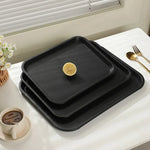 plateau service rectangulaire noir texturé bord arrondi moderne respectueux environnement utilisation diverses tailles