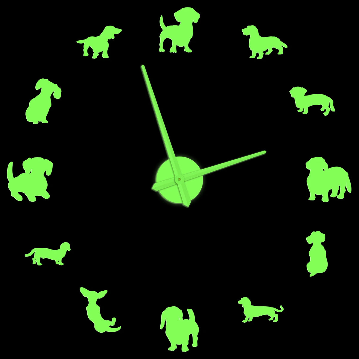 horloge murale moderne chien noir doré grande diy aiguille quartz unique