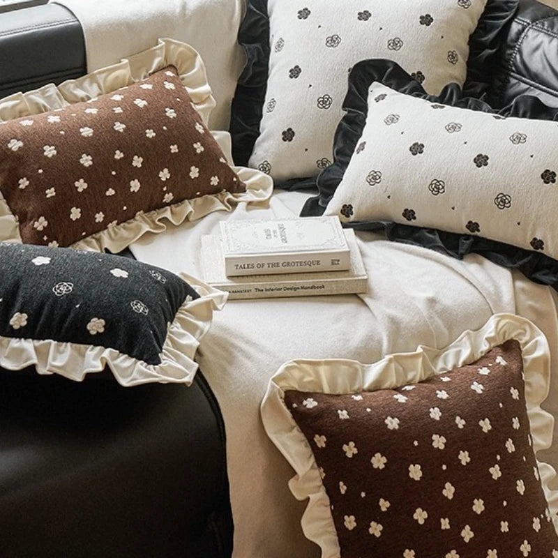 housse coussin vintage fleur beige noir marron français adhésif décoration intérieure voiture