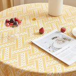 nappe table moderne 50x50cm 90x90cm rayures diagonales franges beige jaune rose bleuclair festive