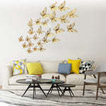 décoration murale papillons ornements floraux dorés bleus multicolores adhésifs 3d grandes moyennes petites