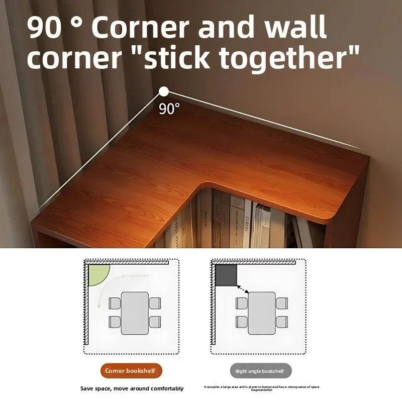 étagère d'angle bois chêne clair moderne adhésive multi fonction rangement livres objets décoration 150cm