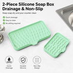 set plateaux savon silicone gris vert rayures modernes pratique auto drainants