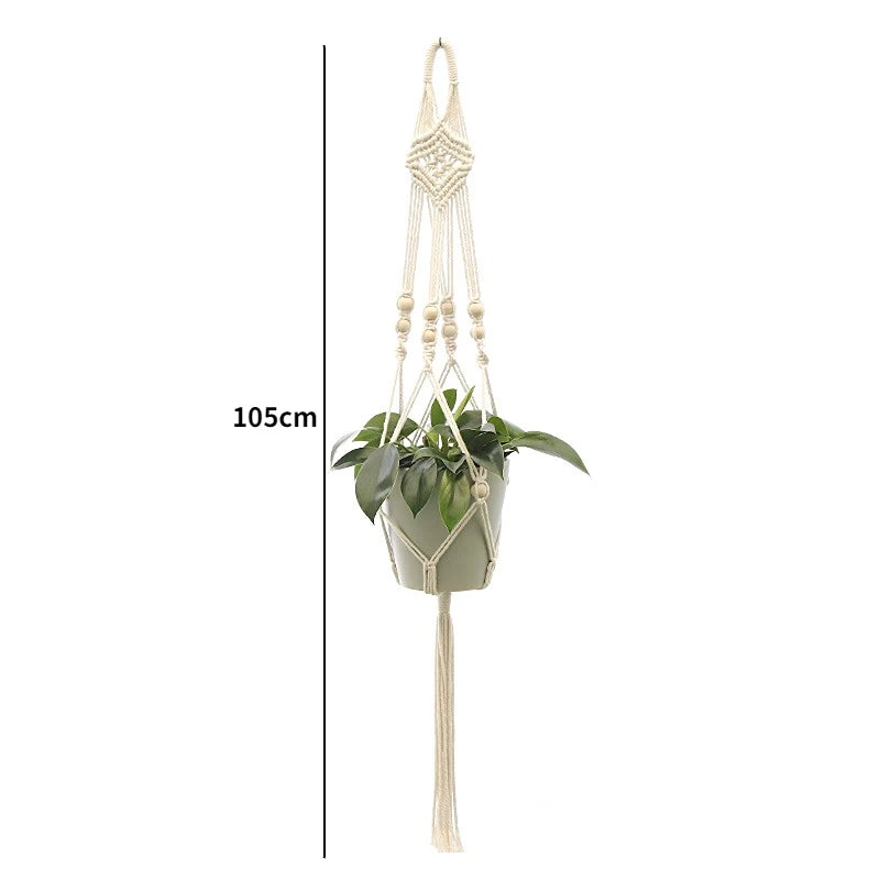 porte plantes suspendus macramé bois boho pots fleurs jardins decoration balcon maison