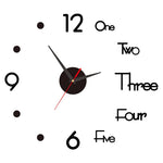 horloge murale moderne adhésive couleur noir rouge vert doré chiffres blancs points noirs transparente
