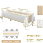 nappes jetables satinées chemins table motifs étoiles dorées roses festifs blanc or rose bleu