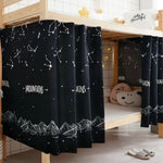 rideaux lit motif dessin animé occultants anti poussière étudiant lits superposés noir astronaute étoiles