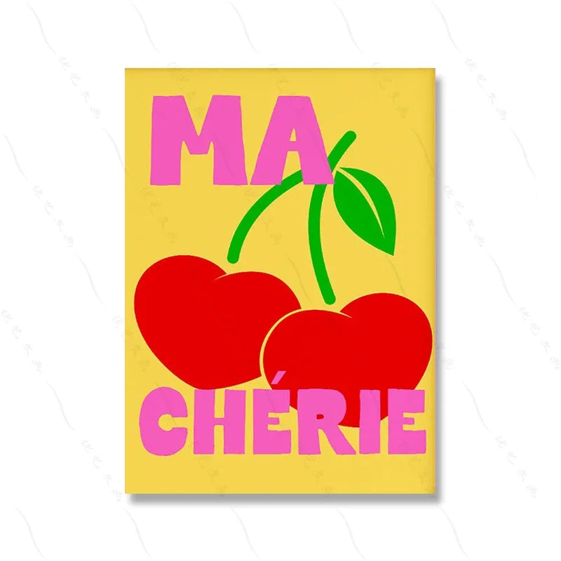 affiches art graphique floral moderne pop rose verte Jaune Blanc