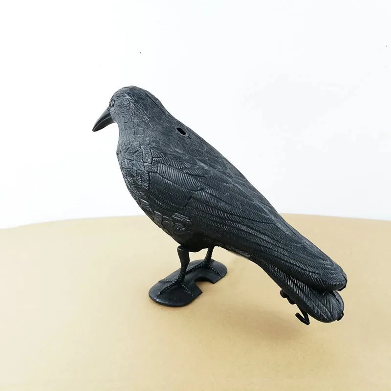 simulation oiseau corbeau noir plumes réalistes deco antiparasitaire répulsif pigeon jardinintérieur fixadhésif