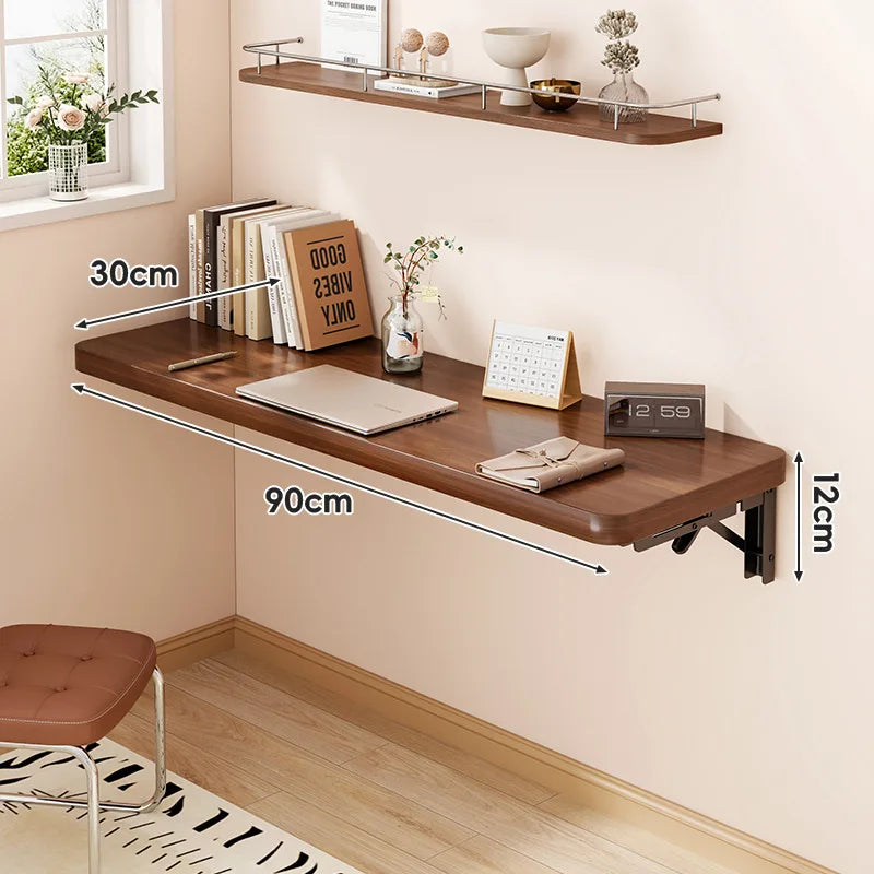 tablette murale bois marron foncée facile moderne cuisine chambre coucher multifonctionnelle pliante droite