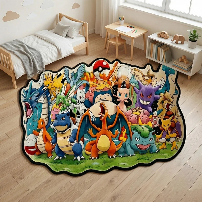 tapis pokémon personnages multicolore anti dérapant doux moderne salon chambre enfantDecoration