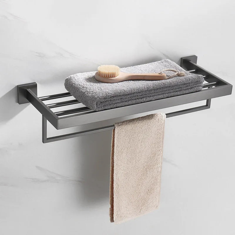 accessoires salle bain gris étagère serviettes porte savon moderne minimaliste porte soucoupe porte sèche