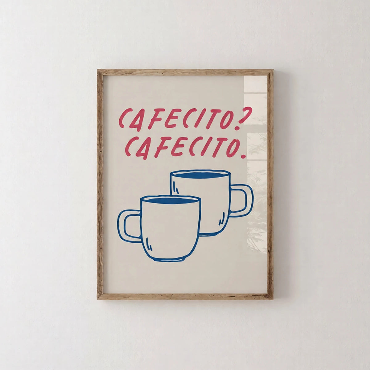 affiche graphique tasses blanc bleu rouge minimaliste décoration chambre salon