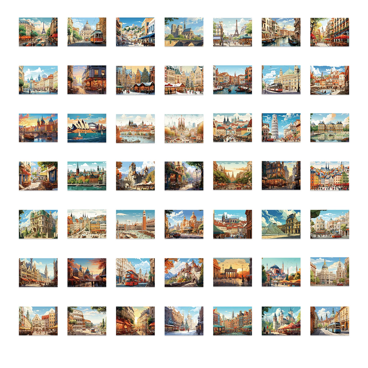 puzzle multicolore paysages urbains adhésif waterproof cartes postales inclusion graffitis bagages portable européen