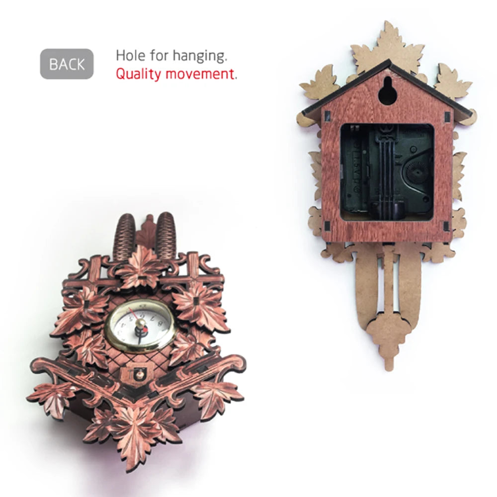 horloge murale coucou oiseau bois motifs floraux forêt noire pendule auto swing doré chiffres