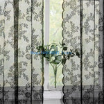 rideaux ajourés floral noir romantique vintage tringle métallique chambre salon opaque transparent