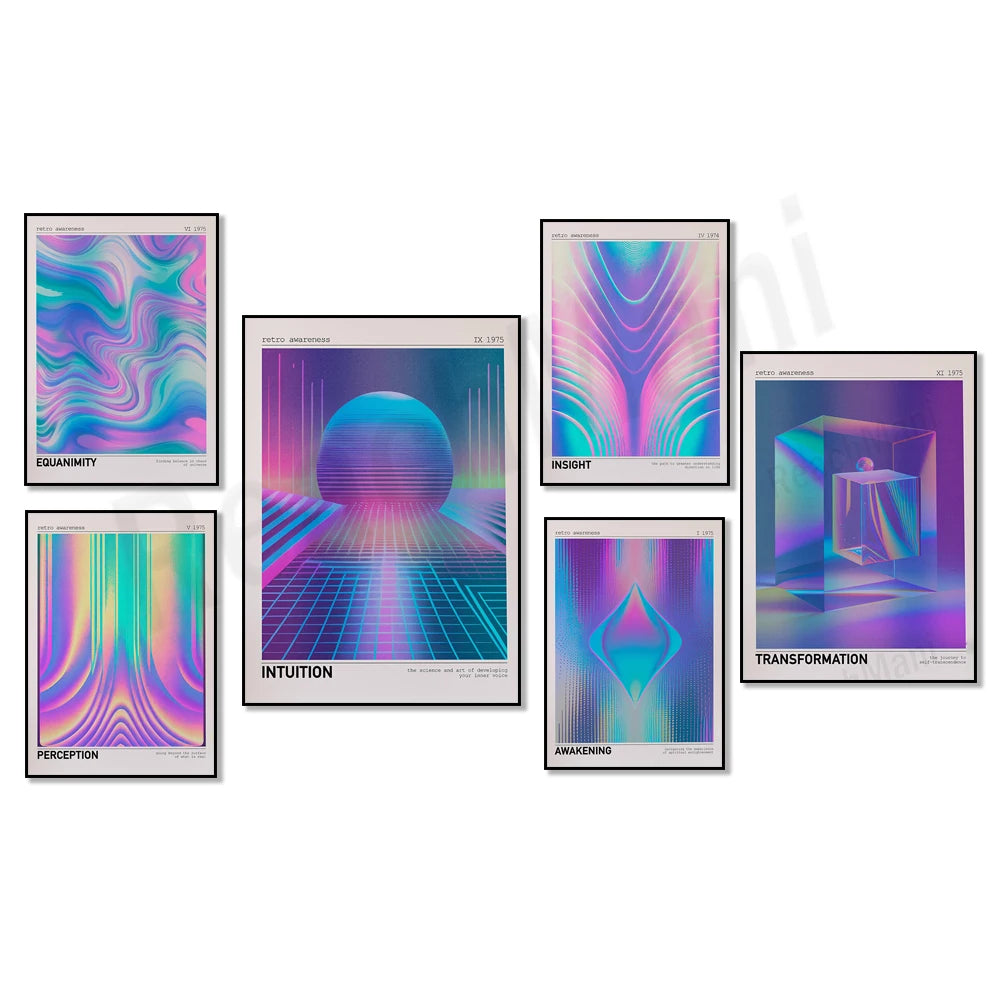 Toile imprimée psychédélique 70s sur canvas qualité premium