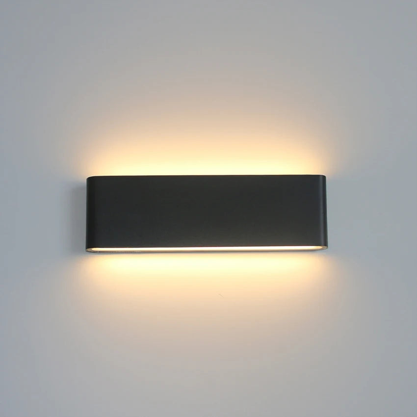 éclairage led moderne applique murale 30cm ip65 verre trempé noir blanc aluminium