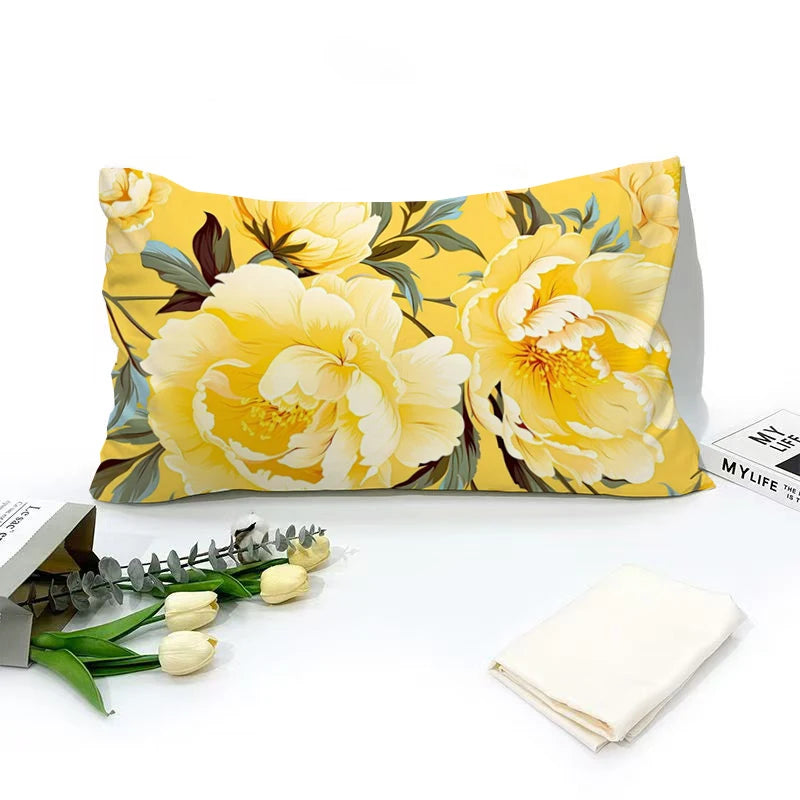 taies d'oreiller imprimées motifs floraux noel decoration intérieure coussins texturés festive Jaune Blanc Rouges