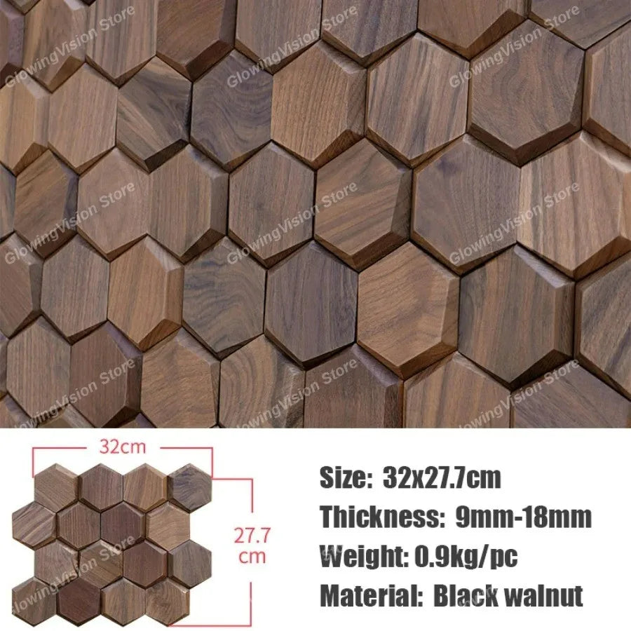 mosaïque hexagonale bois marron moderne décoration murale chic pièces irrégulières gravure naturelle