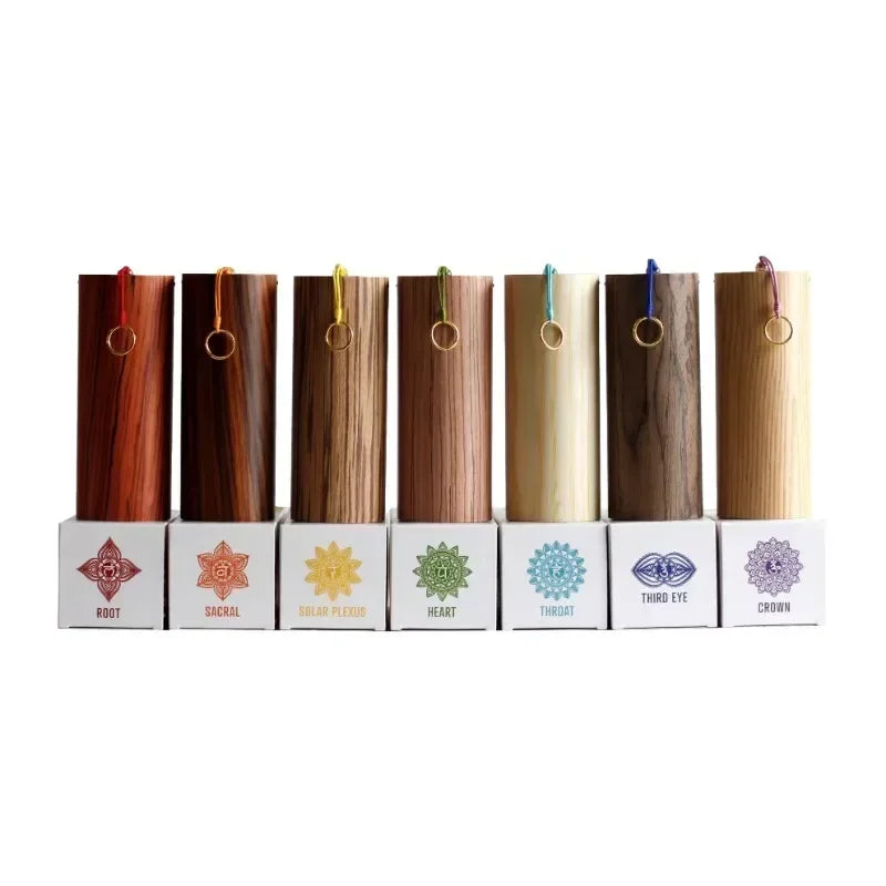 chakras chimes bois artisanal multitonales relaxation murale root solar plexus throat crown