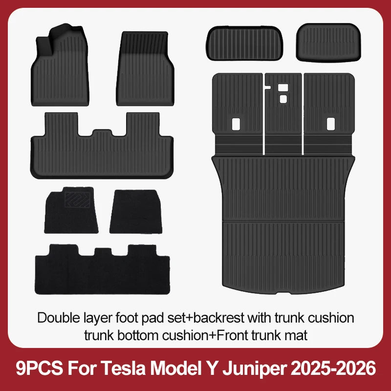 tapis sol voiture tesla model noir rayures horizontales moderne résistants lusure 10pcs sets