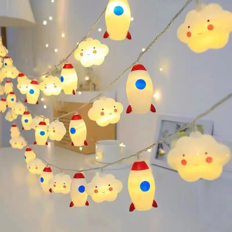 guirlande lumineuse étoiles arc ciel nuages festives enfantines leds colorées chambre enfants