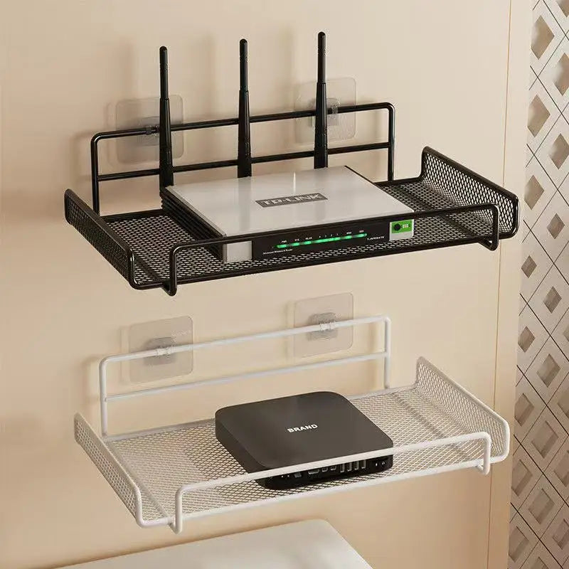 étagère murale adhésive métal ajourée blanche moderne petite taille rangement minimaliste