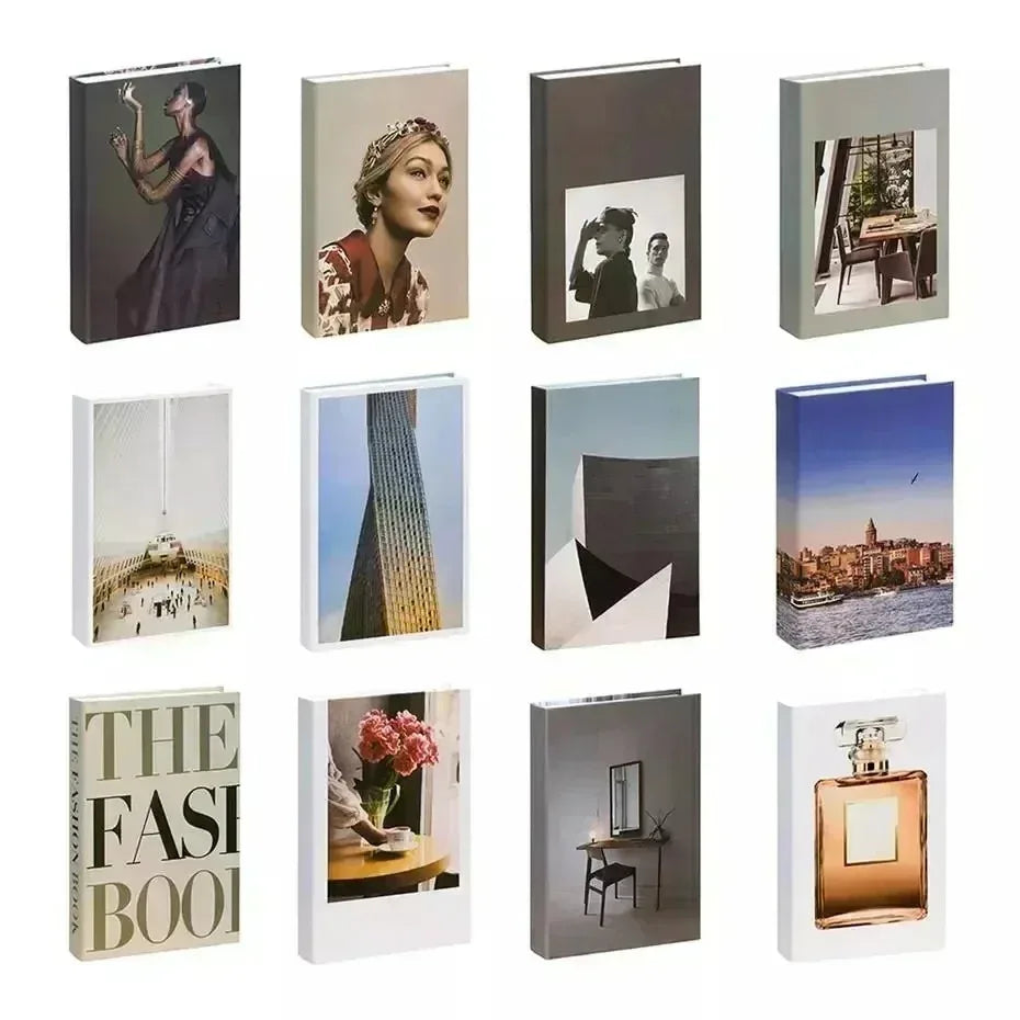 décorations modernes boîtes imitation livres couleurs neutres motifs géométriques portraits mode minimaliste