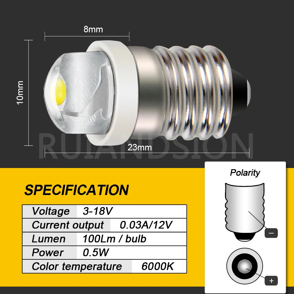 ampoule led torches 5w e10 3v 5v 6v 9v 12v 24v blanc argenté moderne