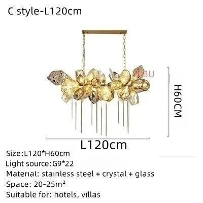 Suspension lumineuse moderne ornementale cristal géométrique ambre blanc chambre salon