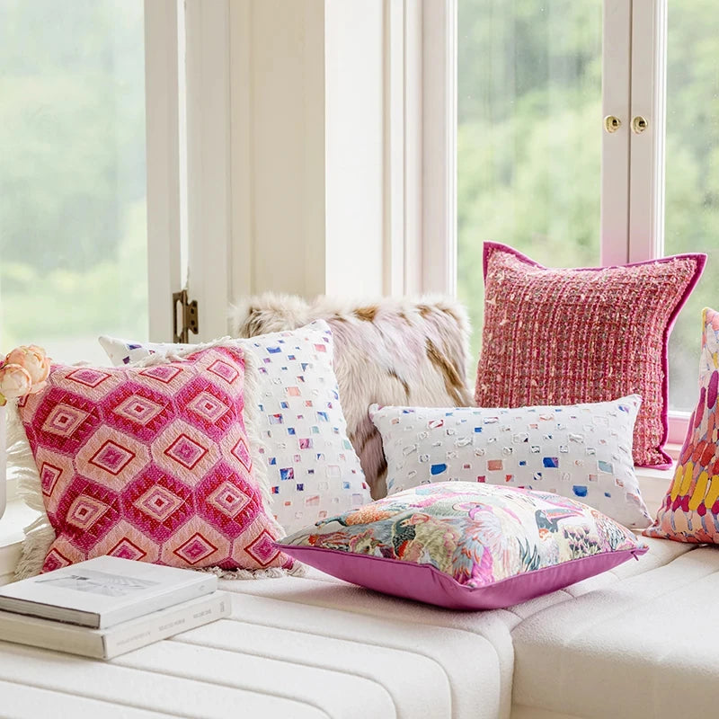 coussins décoratifs jacquard géométriques polyester modernes multicolores blancs voiture maison