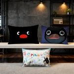 housse coussin pingouin dessin animé double face polyester 30x50cm 40x60cm 48x74cm 50x70cm chambre canapé