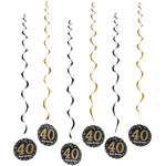 décoration suspendue anniversaire moderne numéros 13 16 18 21 noir points dorés festive