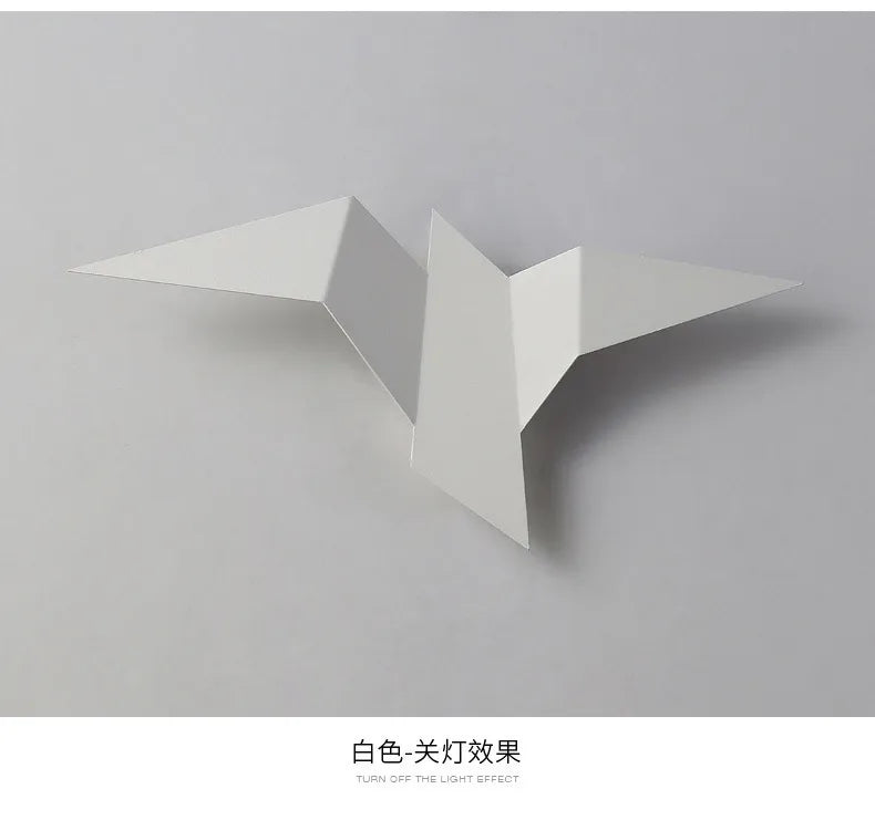 appliques murales oiseau blanc or noir origami contemporain minimaliste led chambre cuisine salle manger
